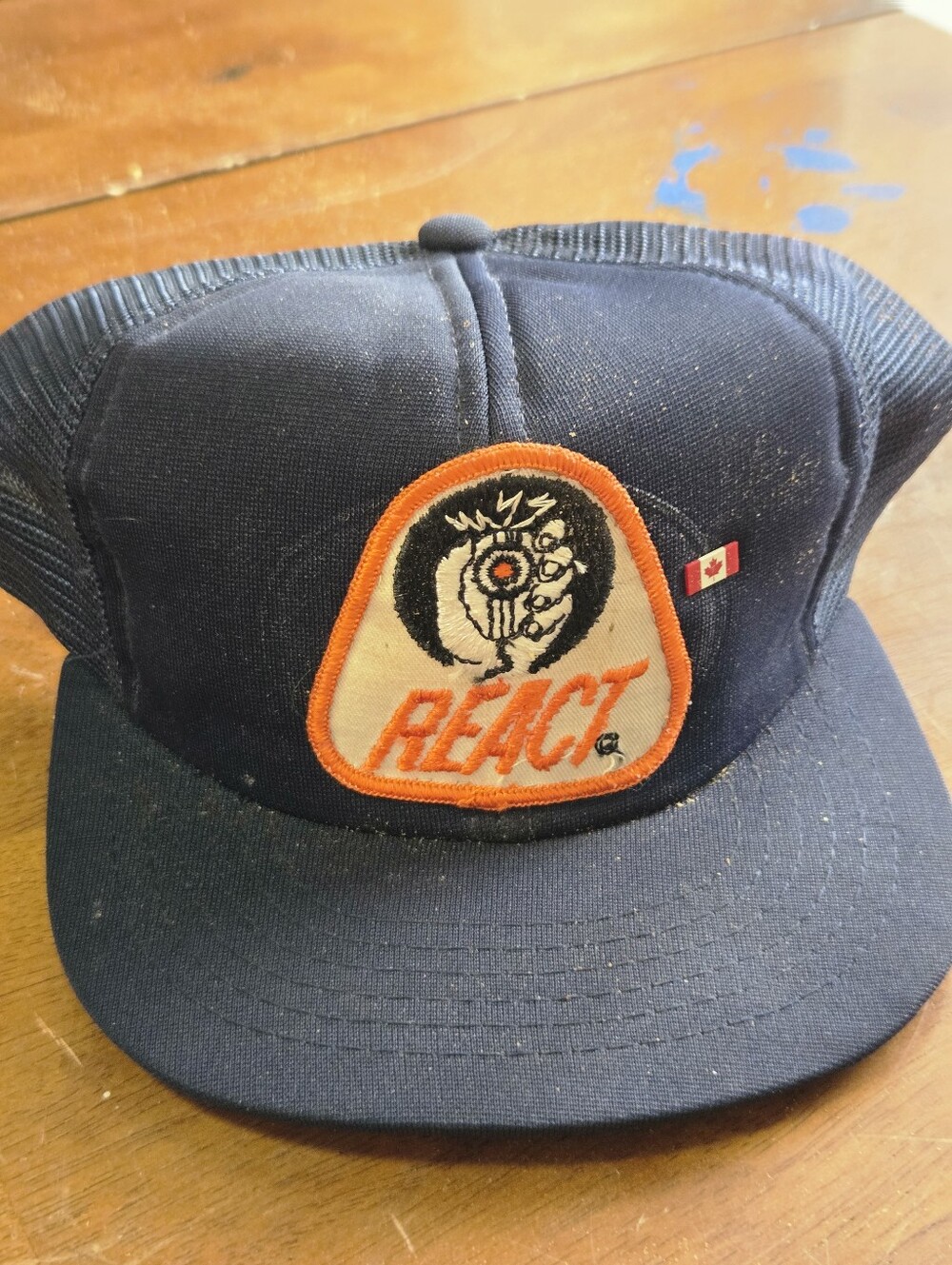 Vintage REACT CB Radio Trucker Hat Snapback Mesh Cap Retro Emergency Patch